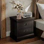 Classic Wooden Nightstand - Black