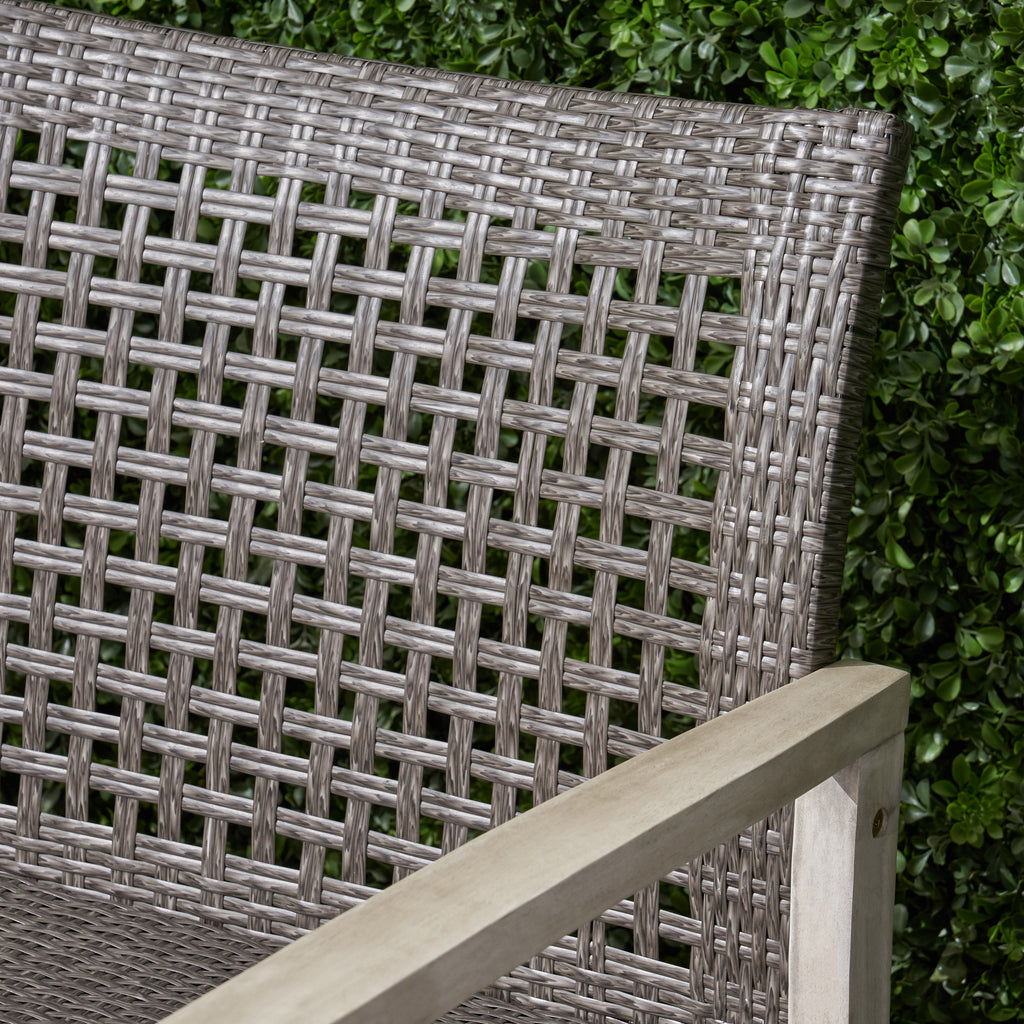 Hampton Outdoor Acacia Wood Wicker Loveseat