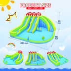 7 in 1 Inflatable Water Park with Three Slides