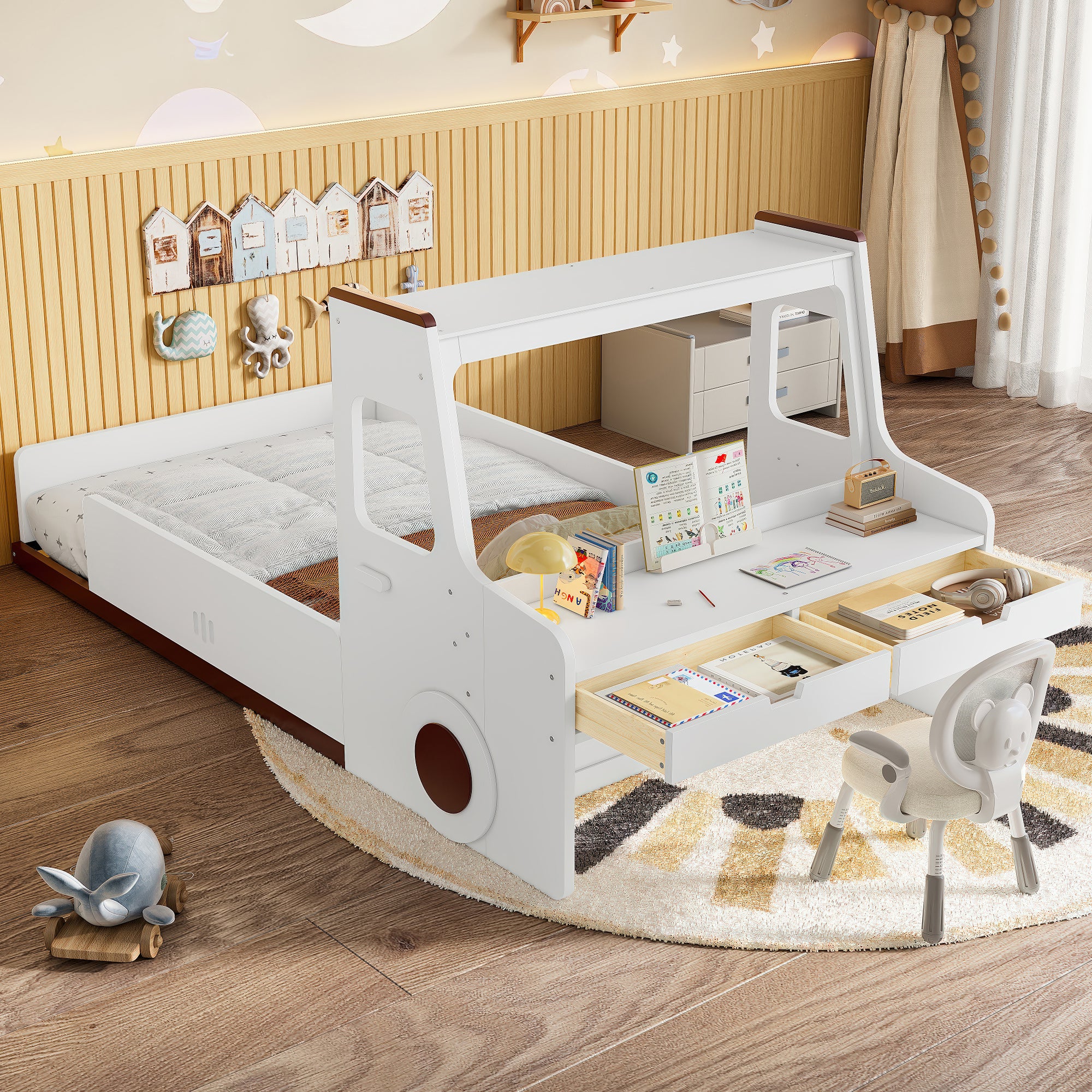 Twin Size Floor Bed with Car-Shape Design