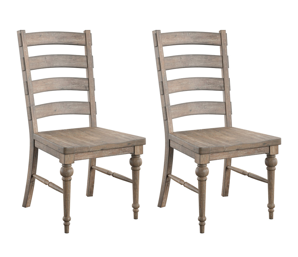 Taupe Ladderback Dining Chairs, Set of 2
