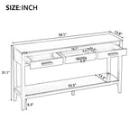 U_STYLE 59.1'' Farmhouse Entryway Table with 3 Drawers