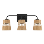 Moonlit Three Lights Wall Sconce With Rattan Shade