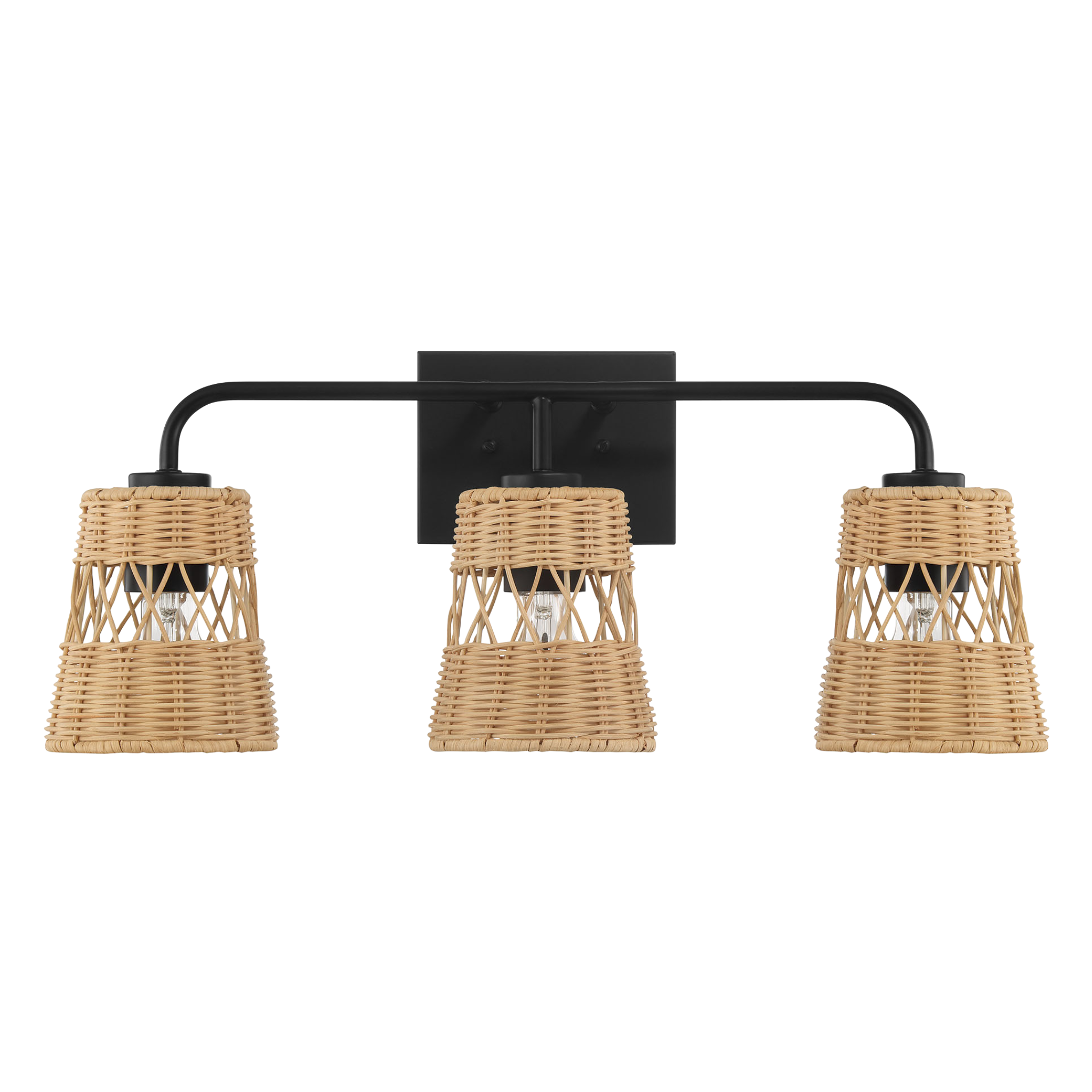 Moonlit Three Lights Wall Sconce With Rattan Shade