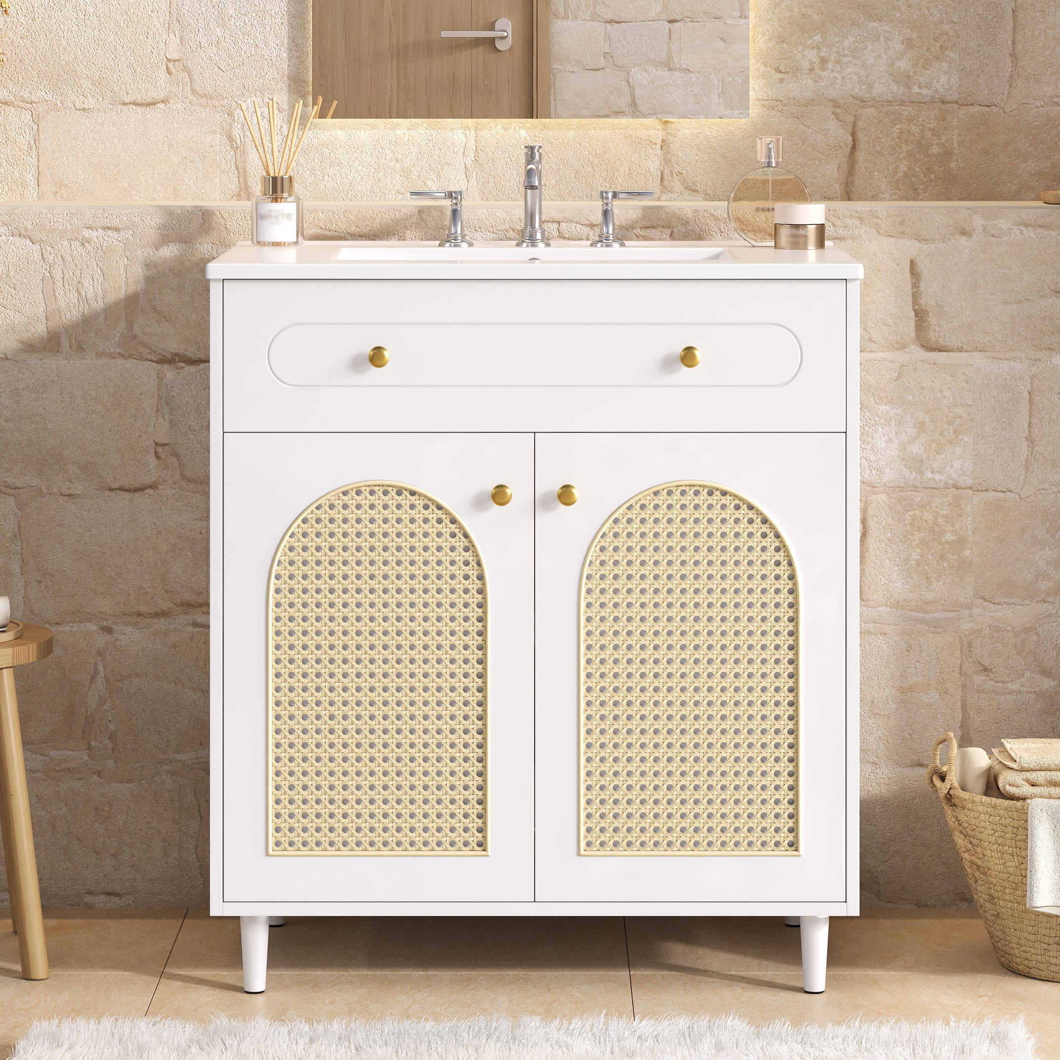 30" Bathroom Vanity with Ceramic Sink