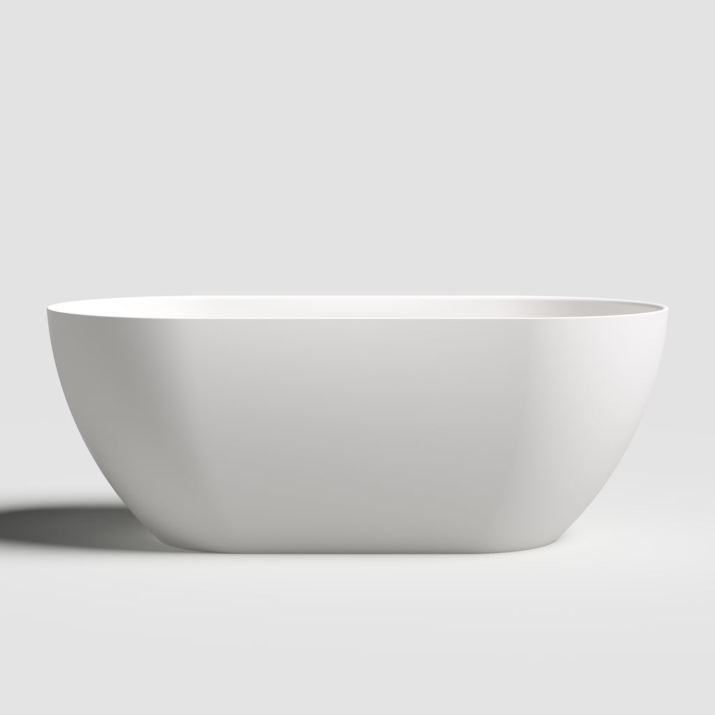 59" Freestanding Bathtub, Oval Shaped Stone Resin Freestanding Tubs
