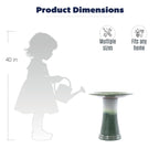Handmade Glazed Ceramic Bird Bath, 17" Concentric Ripple Embossed Tray & 18" Pedestal Base