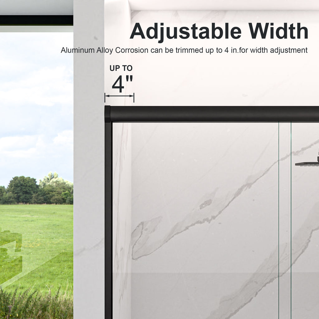Semi-Frameless Double Sliding Shower Door - 56"-60"W*72"H