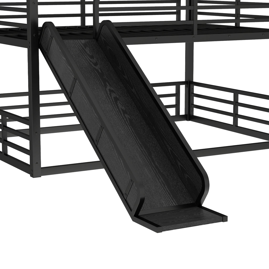 Full Over Full Over Full Bunk Bed with Slide