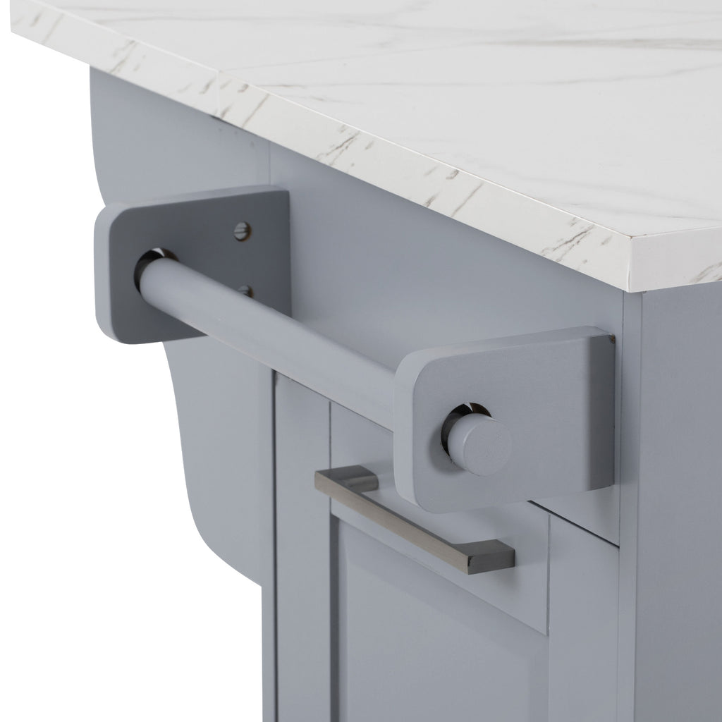 K&K 50.7" Kitchen Island with Storage Tilt Trash Can Cabinet