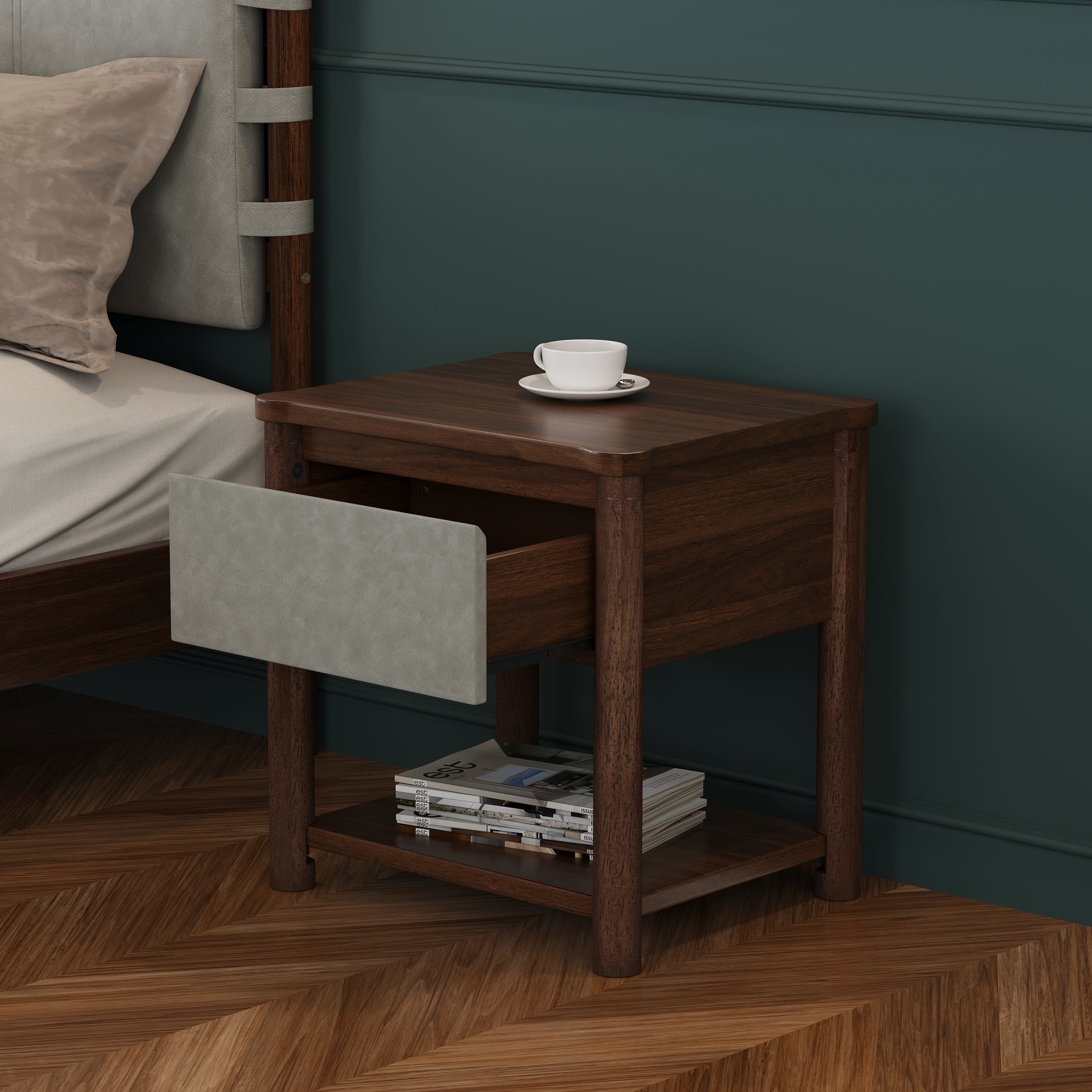 Modern Queen Bed Frame Set with 2 Nightstands