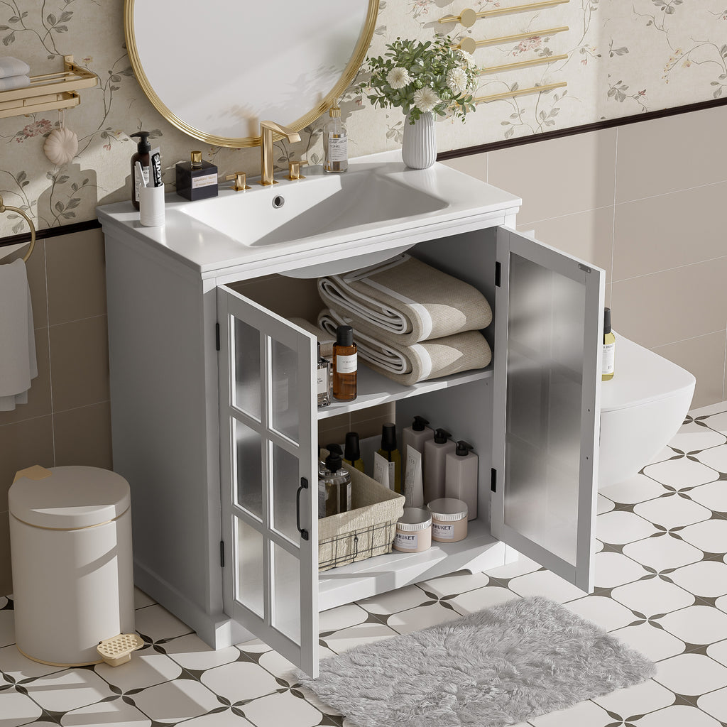 30" Modern Bathroom Vanity with Ceramic Sink