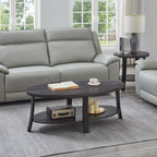 Anze Contemporary Oval Wood Shelf 3-Piece Coffee Table Set