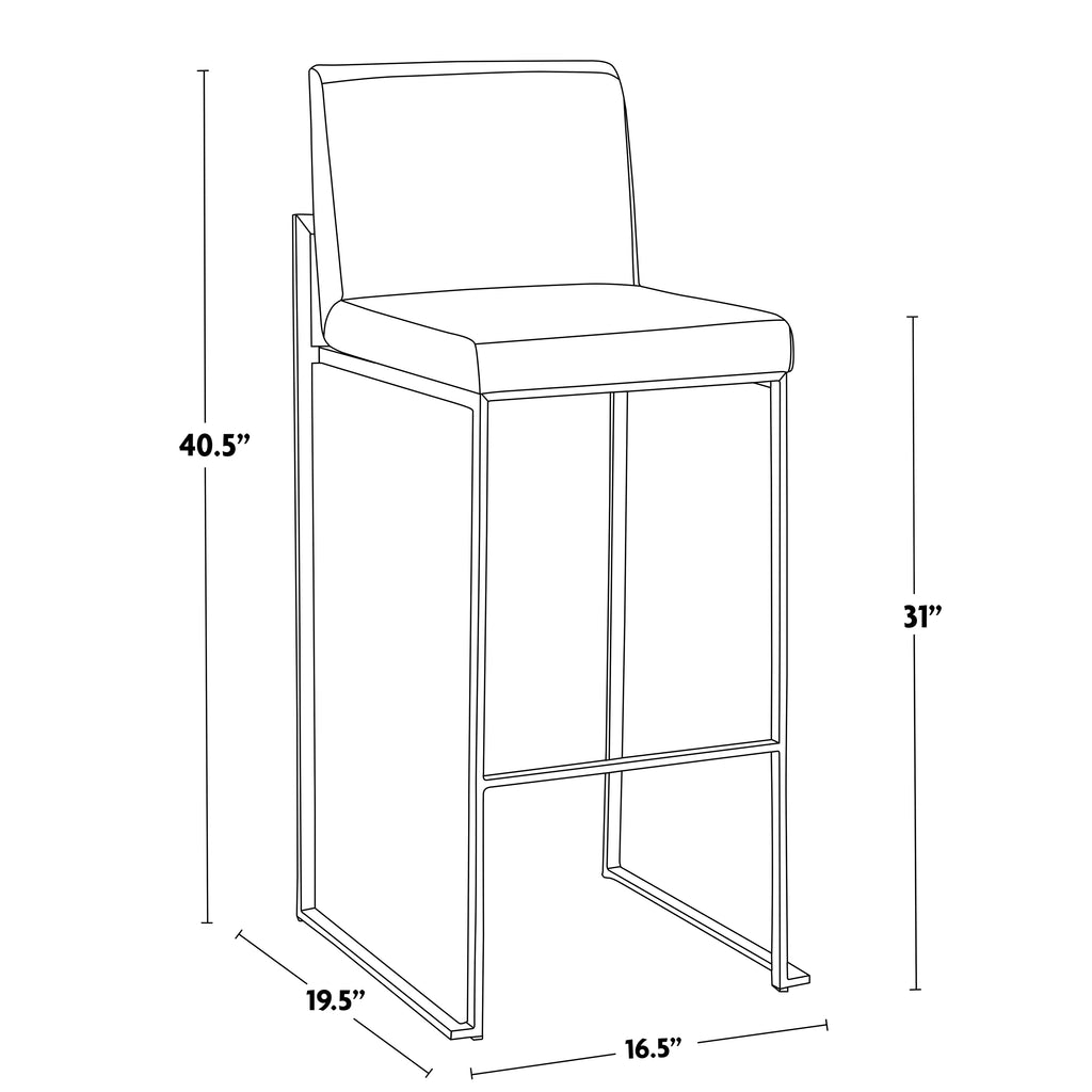 30" Contemporary High Back Barstool in Stainless Steel