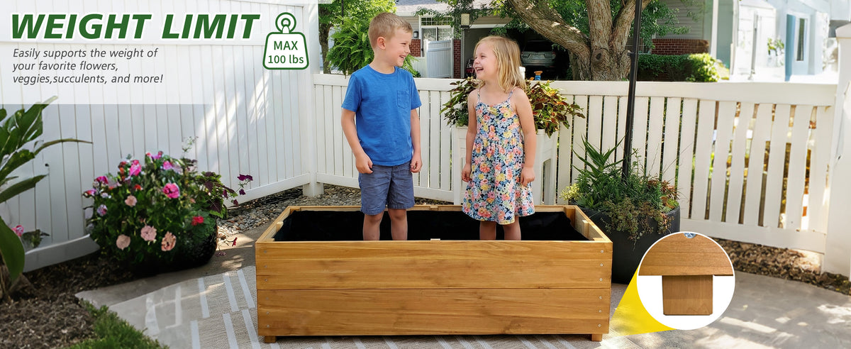 Solid Fir Wood Raised Garden Bed with Liner