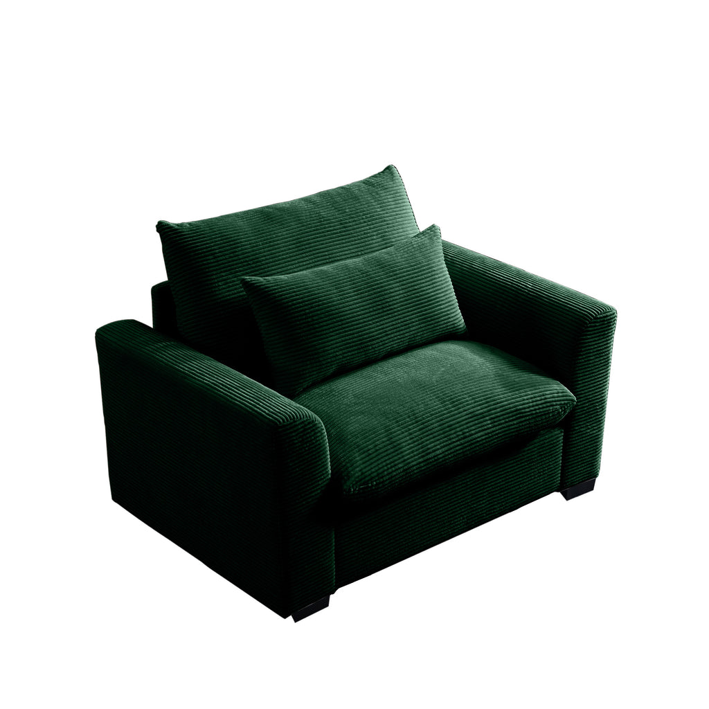 Green Corduroy Deep Seat Single Sofa Accent Chair