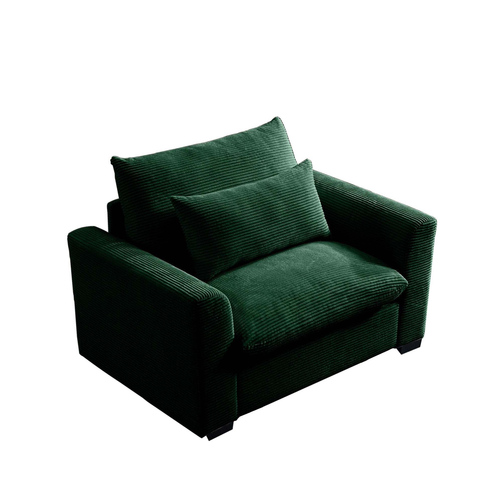 Green Corduroy Deep Seat Single Sofa Accent Chair
