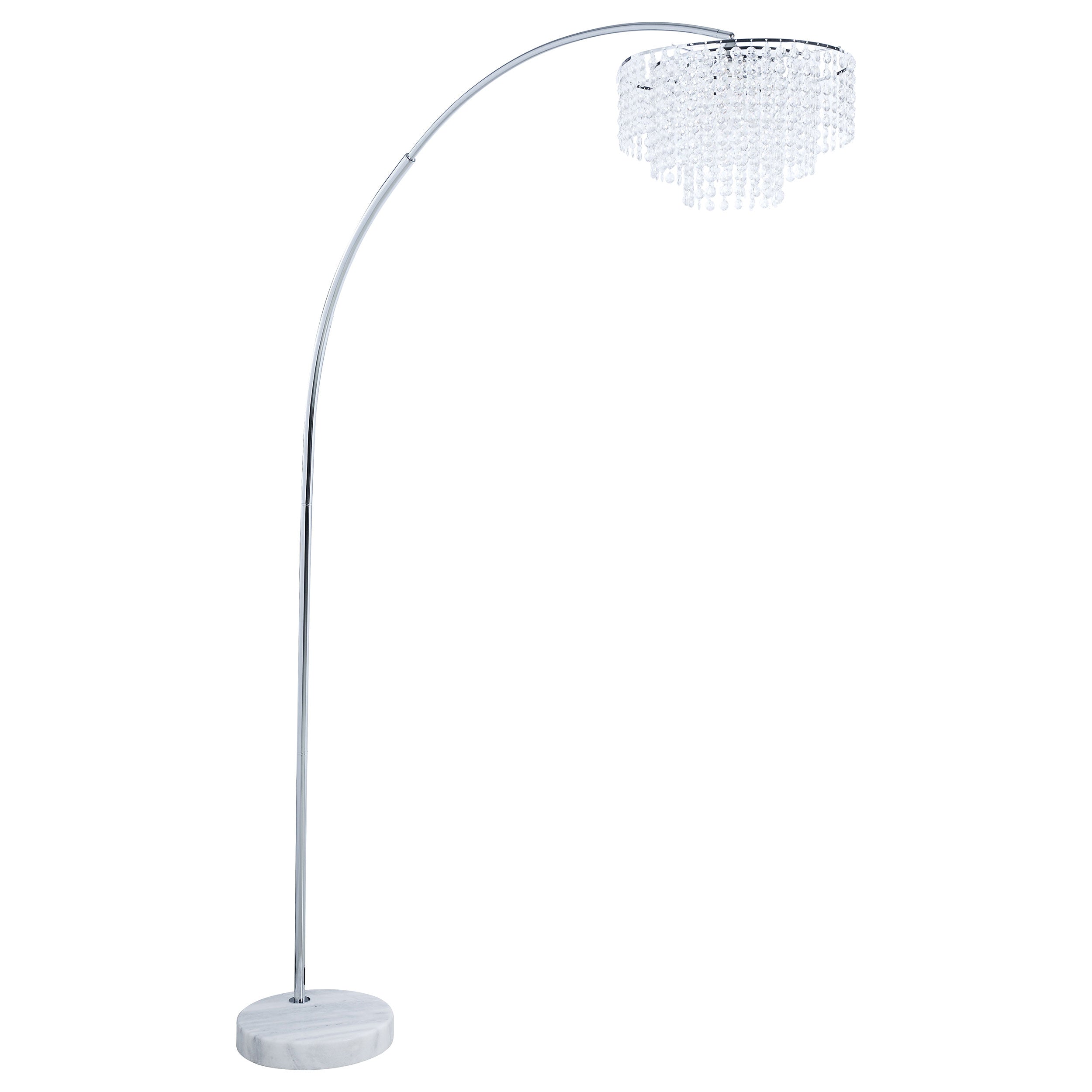Shirley 86-inch Hanging Crystal Arc Metal Floor Lamp Chrome-CoasterEveryday