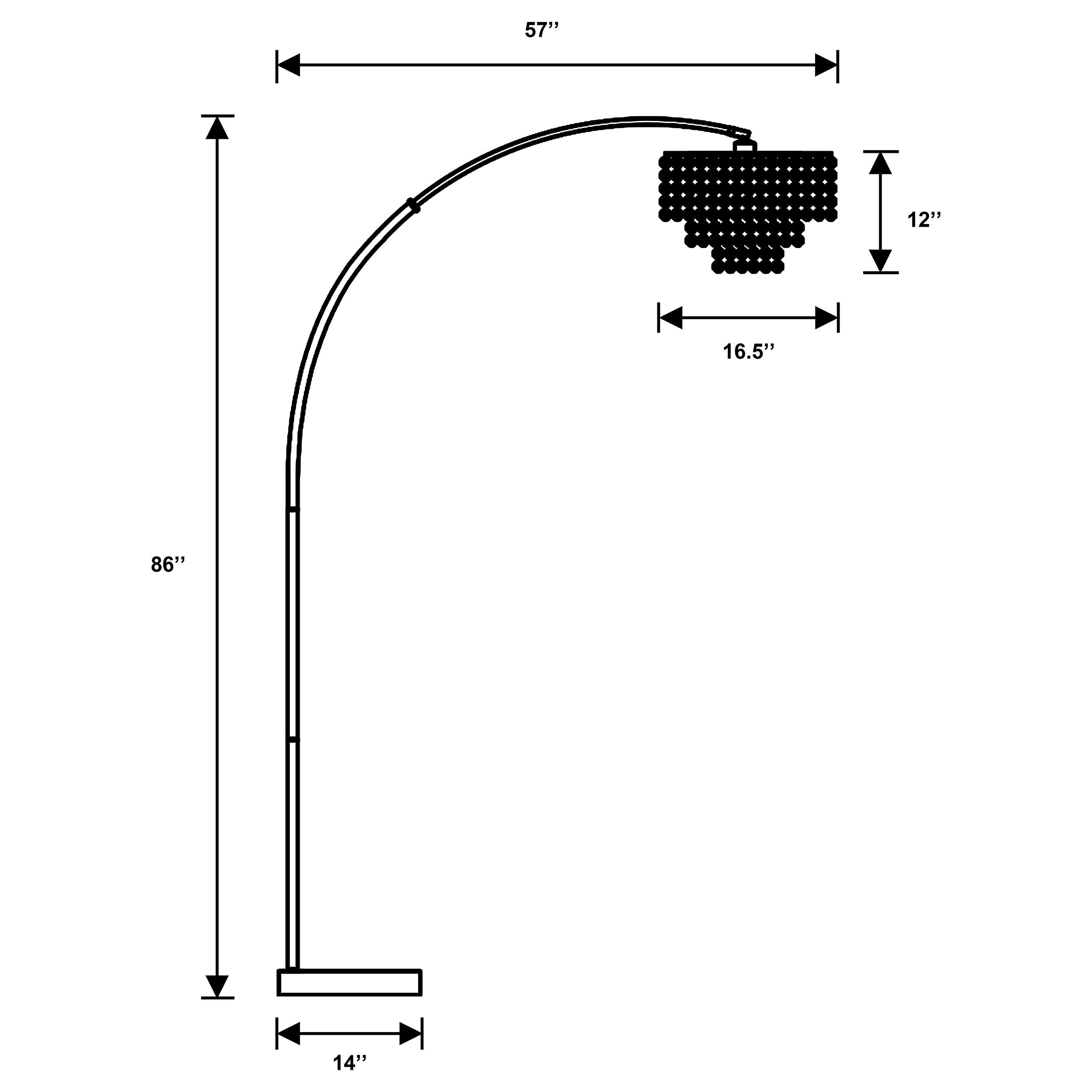 Shirley 86-inch Hanging Crystal Arc Metal Floor Lamp Chrome-CoasterEveryday