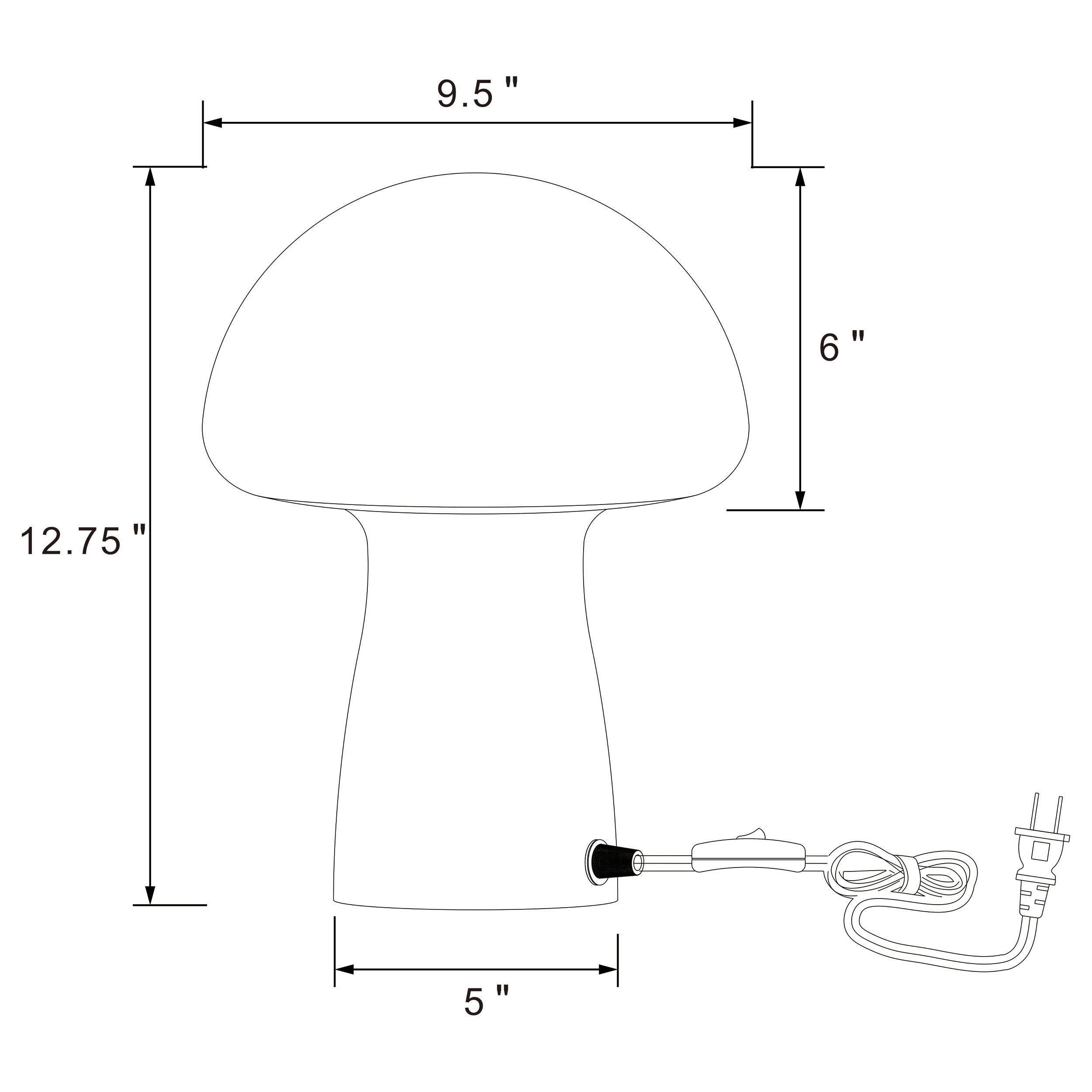 Kanaby Mushroom Shaped Glass Bedside Table Lamp White-
