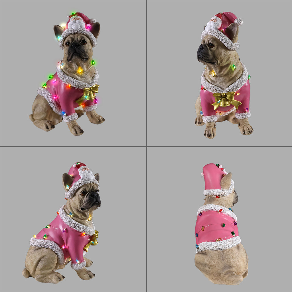Christmas French Bulldog Statue