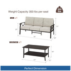 2 Piece Outdoor Patio Set, 70 Inches All-Weather Metal 3-Seat Sofa and Coffee Table