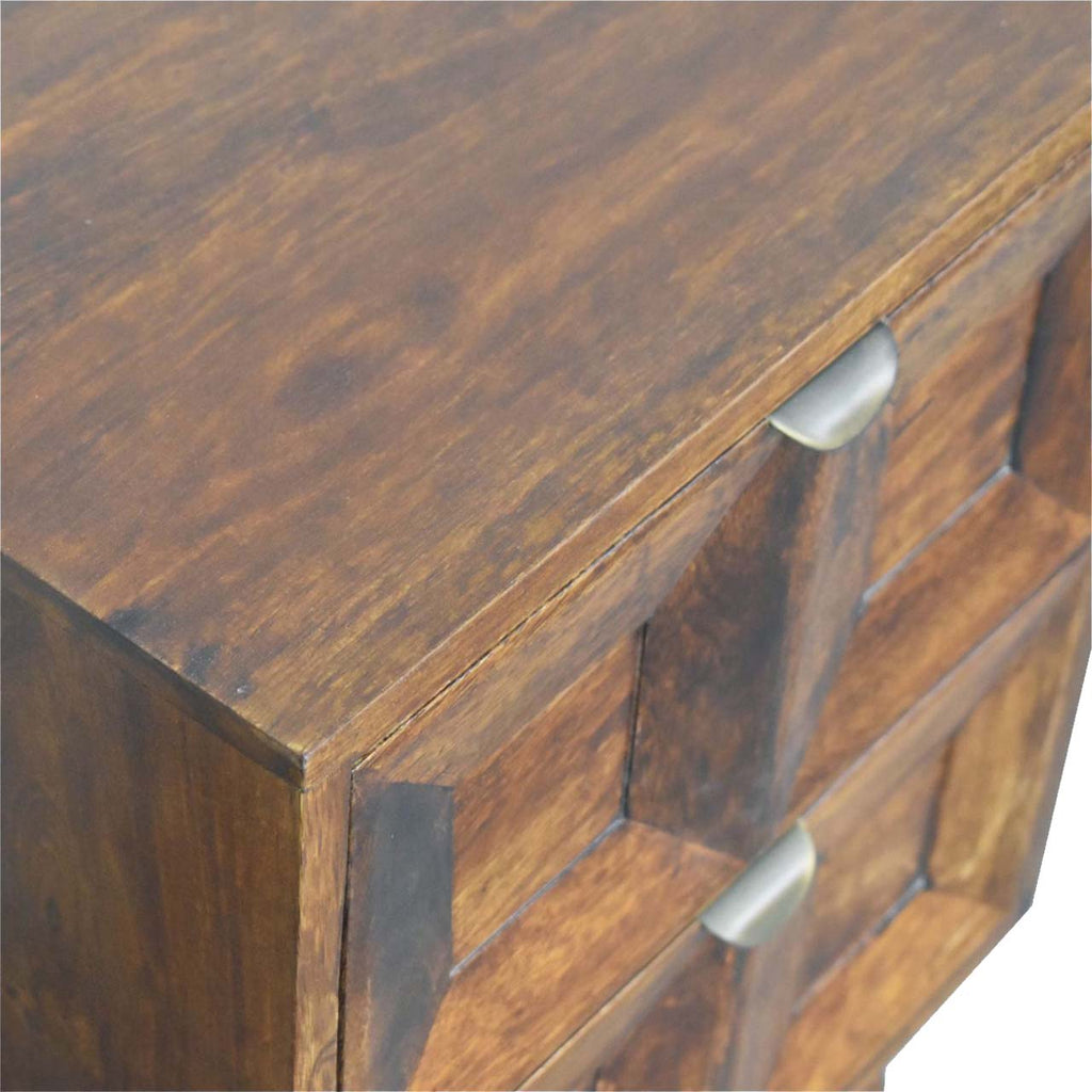 Solid Wood Quad Nightstand, 2-Drawers