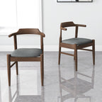Leon Mid-Century Modern Grey Fabric Dining Chair Set of 2