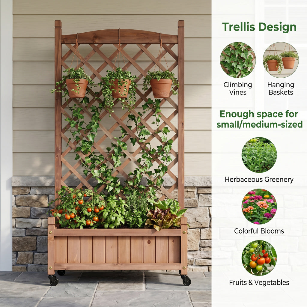 Raised Garden Bed with Trellis 2 Pack