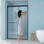 Double Sliding Shower Door 48" W x 76"H - Matte Finish