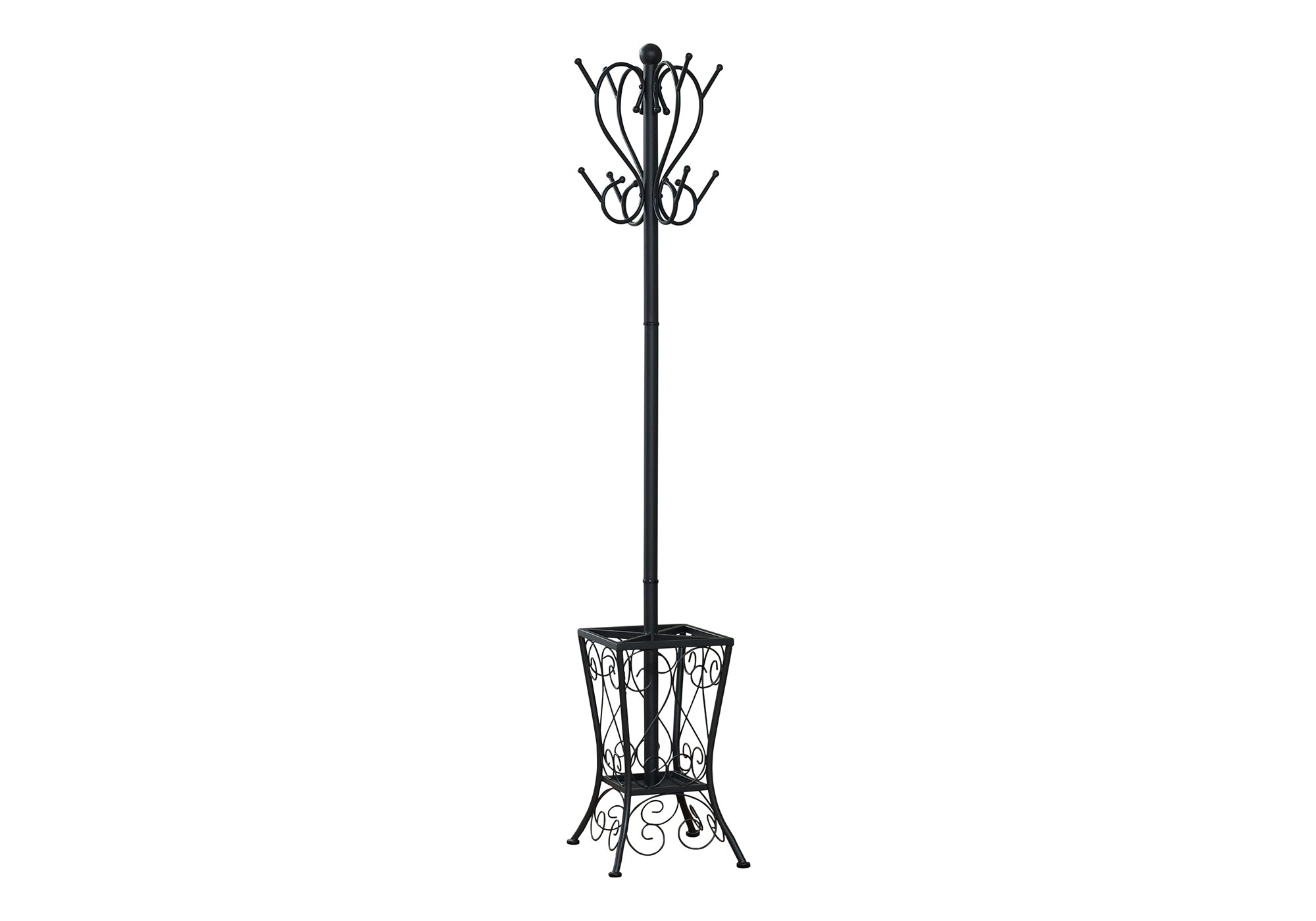 Coat Rack Hall Tree with 8 Hooks and Umbrella Holder