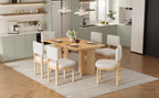 TREXM Farmhouse Wood Dining Table Set for 6 with Upholstered Chairs