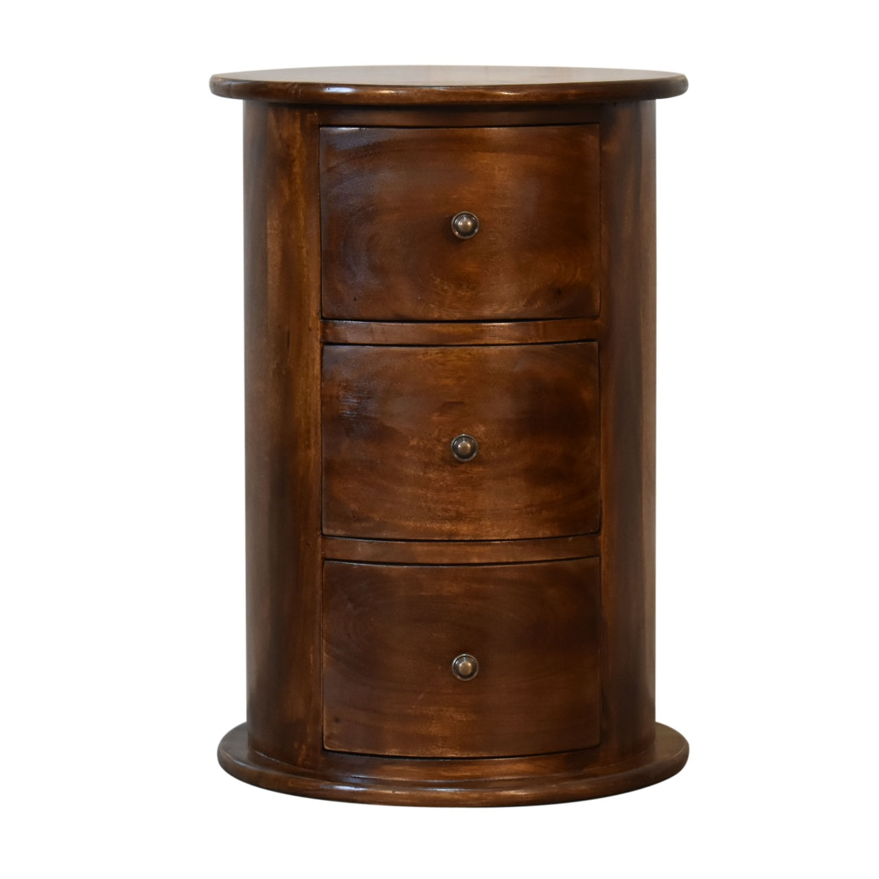 Solid Wood 3-Drawer Chestnut Drum