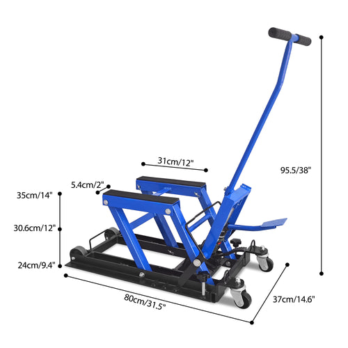 Hydraulic Motorcycle Lift Jack, 1500 LBS Capacity, Blue