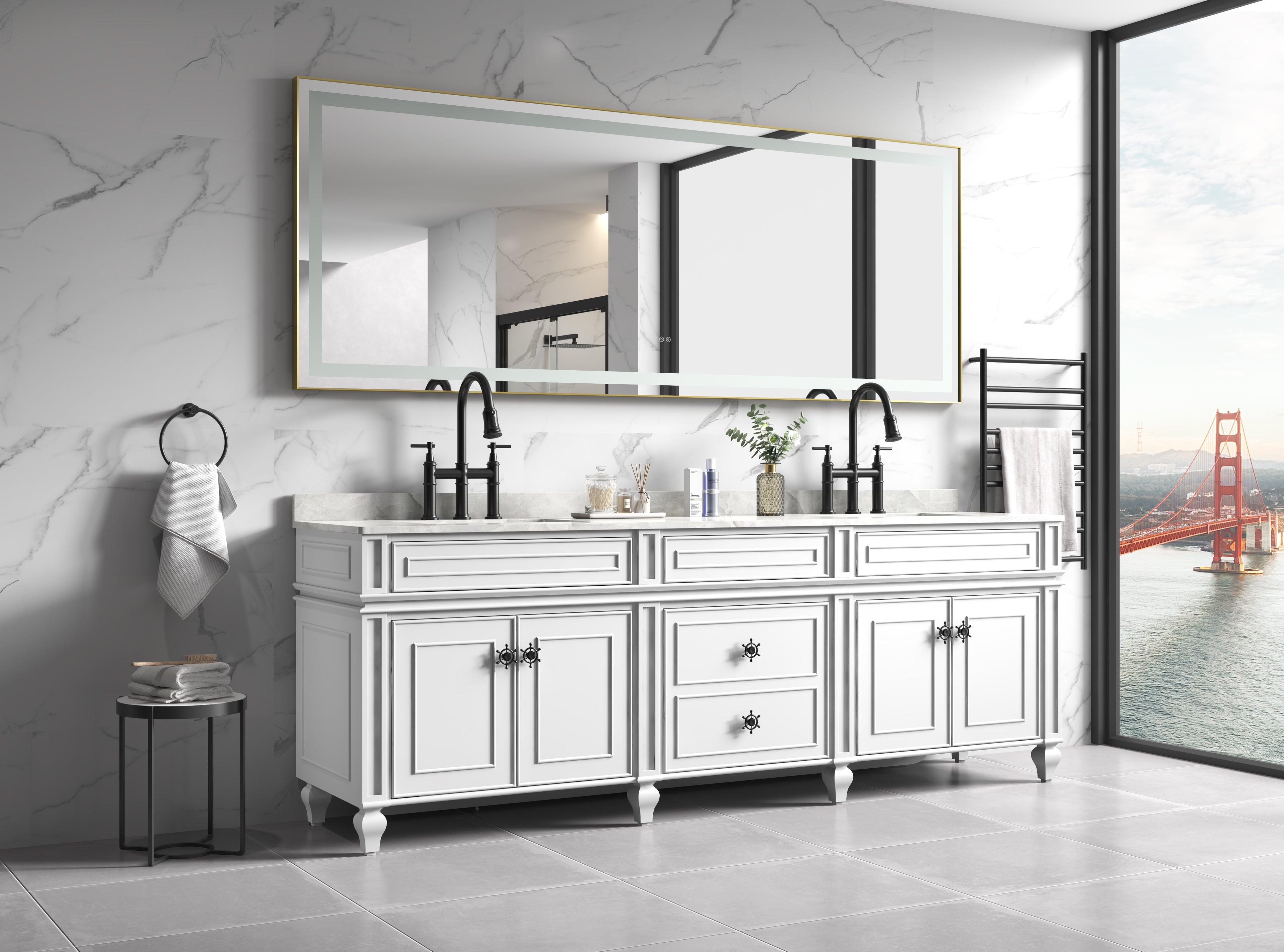 118 x 36 Inch LED Bathroom Mirror with Aluminum Frame