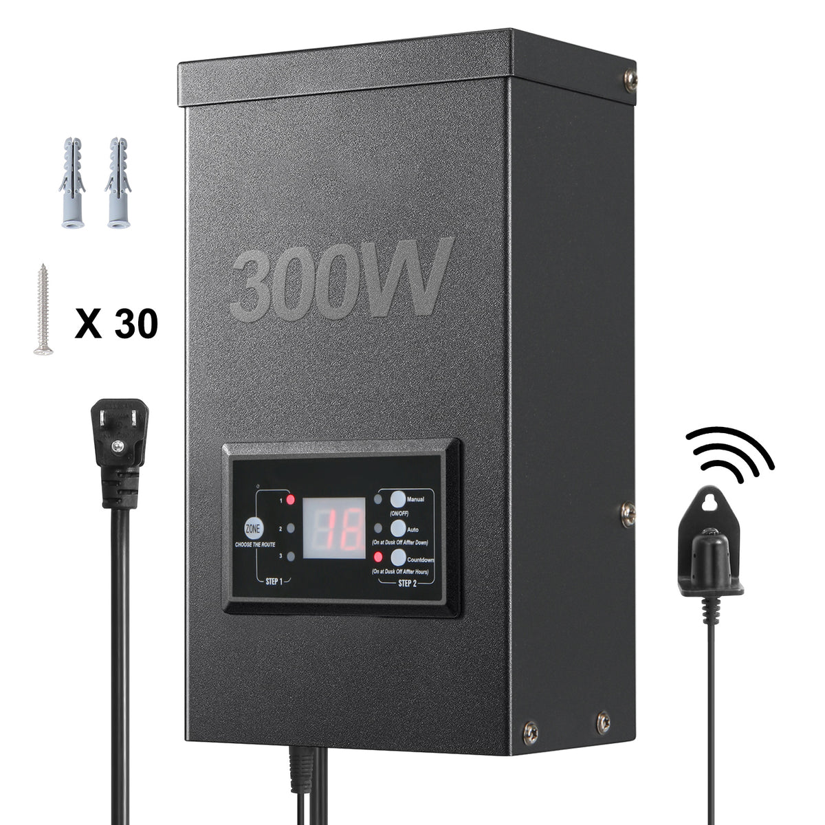 300W Low Voltage Landscape Transformer with Timer and Photocell Sensor