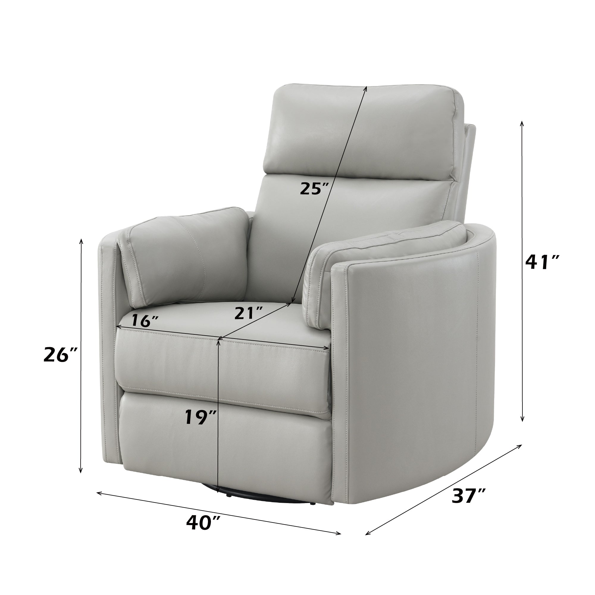 Sagen Gray Leather Aire Recliner W/Swivel & Glider