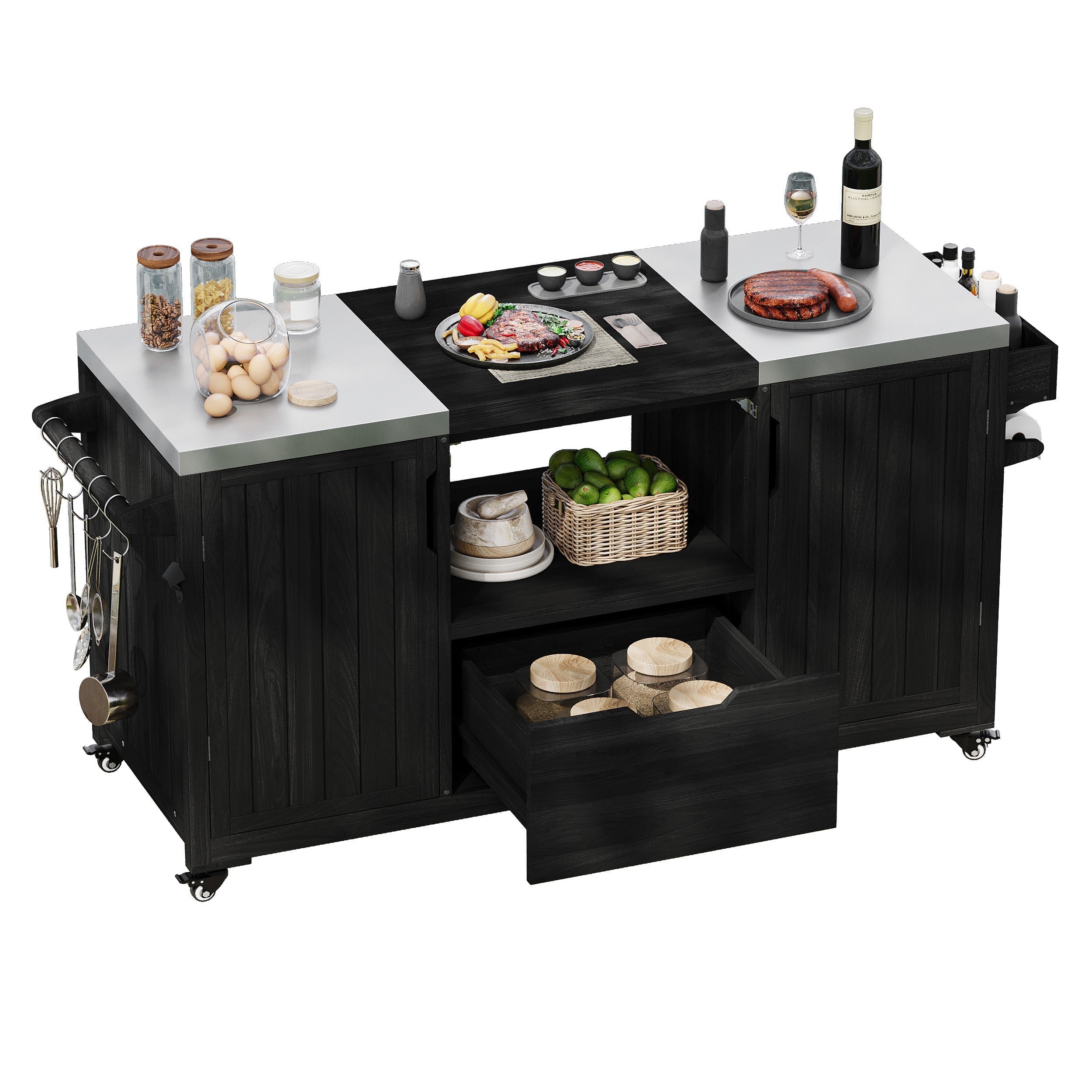 K&K 66.5' Outdoor Kitchen Island for Big Green Egg Grills