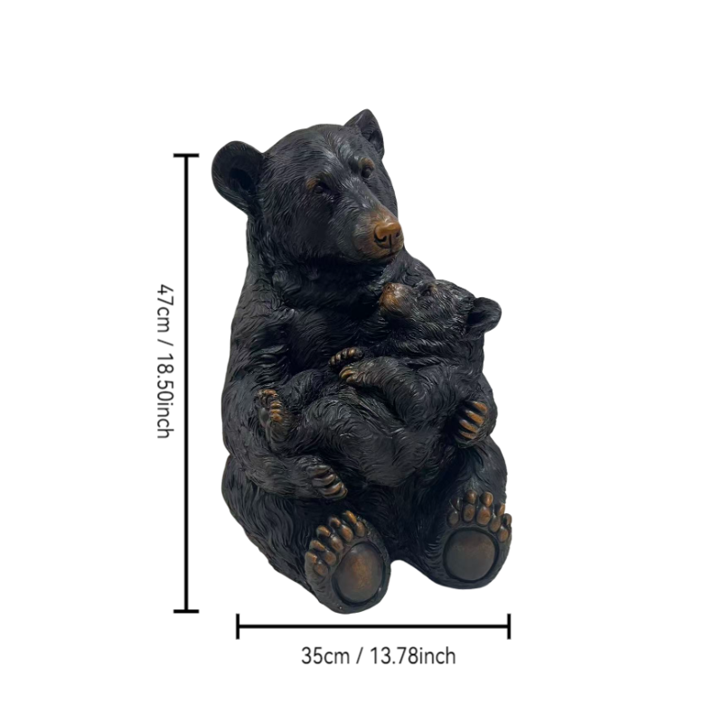 19'' Tall Mother Bear Hugging Cub Garden Statue