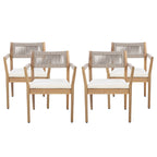 Braided Acacia Wood Outdoor Dining Chairs Set of 2