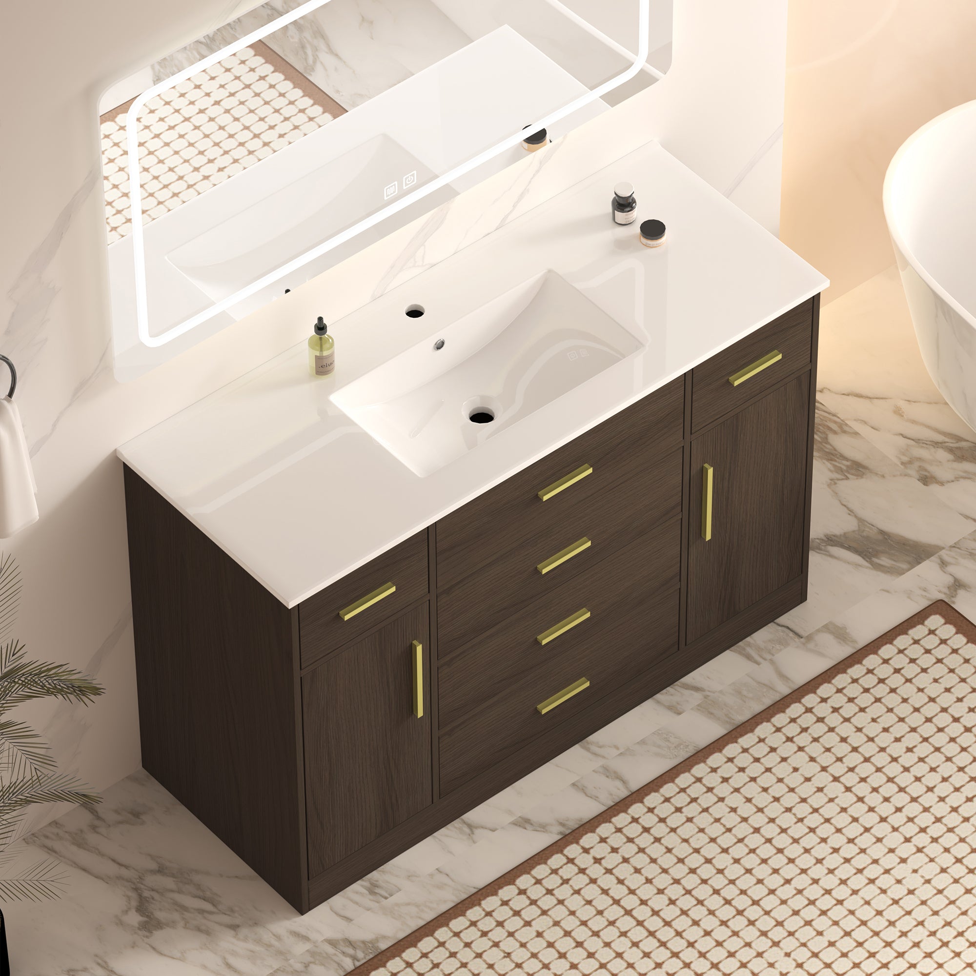 48" Dark Brown Bathroom Vanity