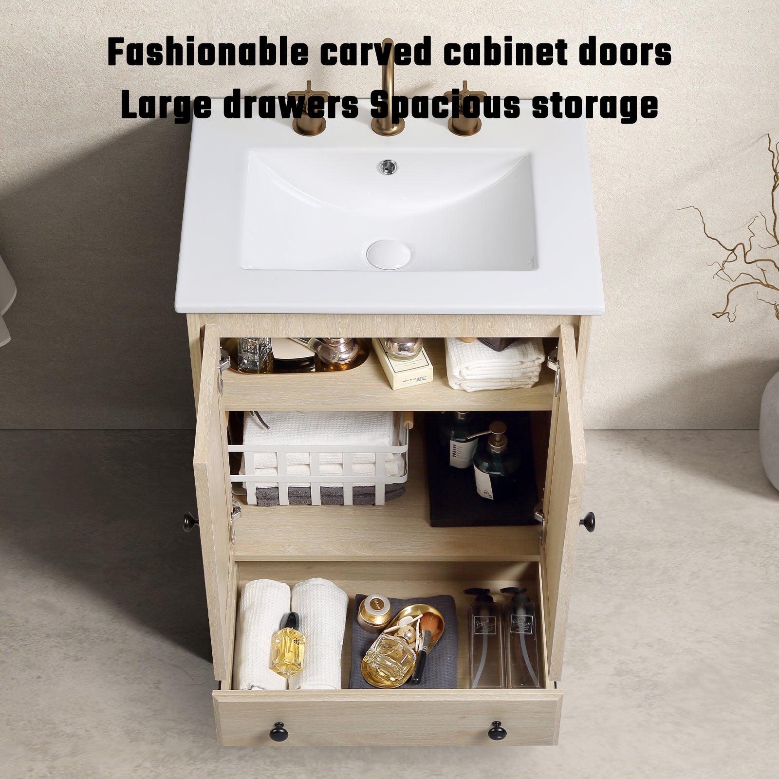 Modern Bathroom Vanity with Ceramic Basin