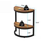 Slim Half Moon 2-Tier Semi-Circle End Table, 19.69" Rustic