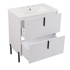30" Bathroom Vanity with Ceramic Sink and Fluted Design