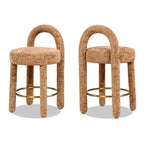 Penny Round Arched Fully Upholstered Counter Stool Set of 2, Golden