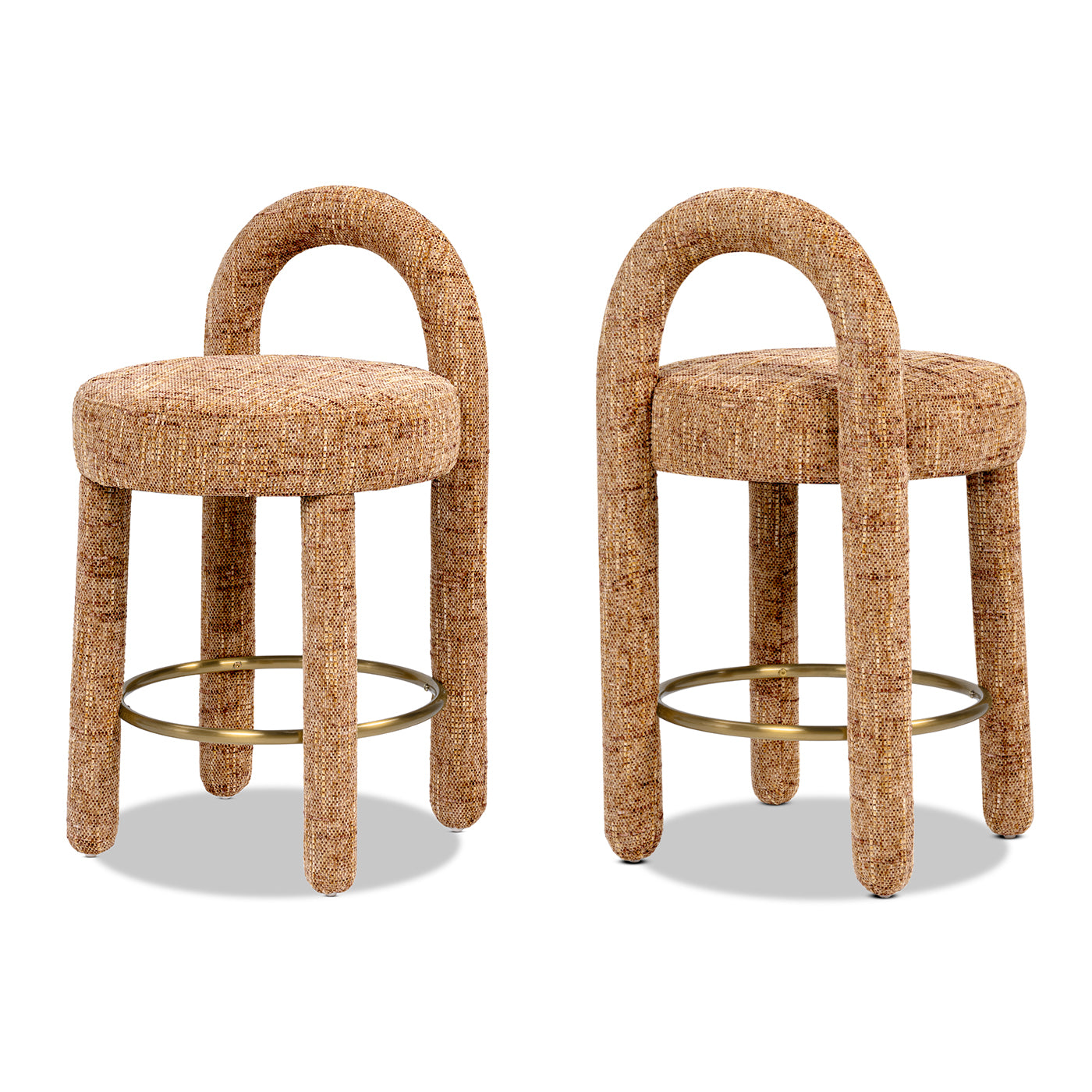 Penny Round Arched Fully Upholstered Counter Stool Set of 2, Golden