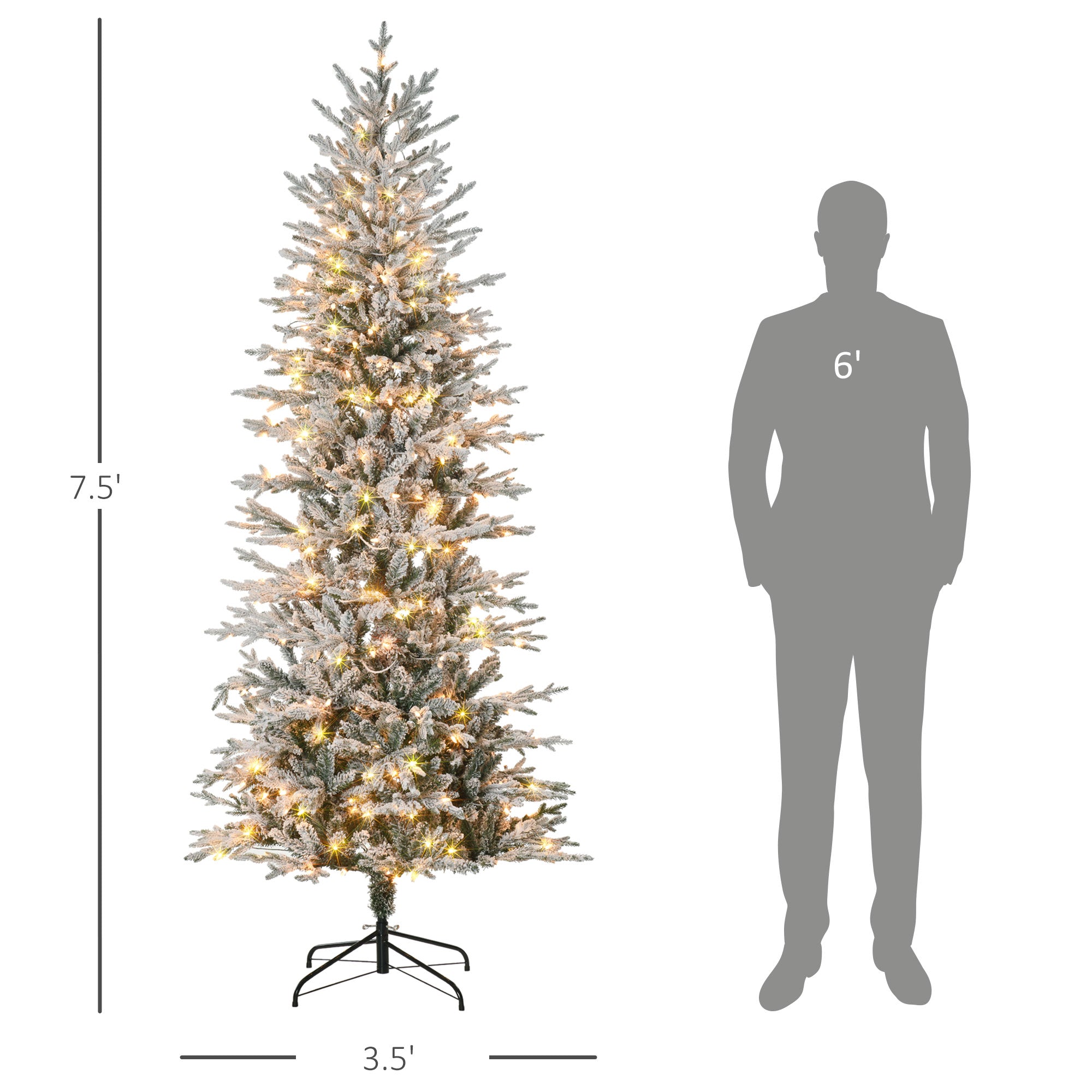 Pre Lit Artificial Flocked Christmas Tree with Snow Branches