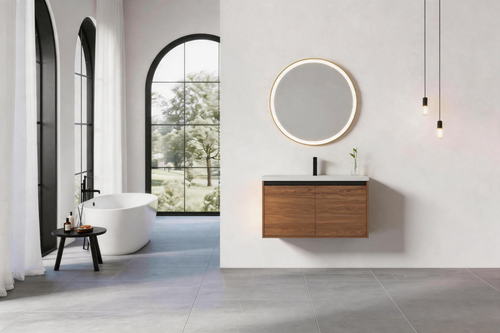 36" Wall Mounted Bathroom Vanity with Resin Basin