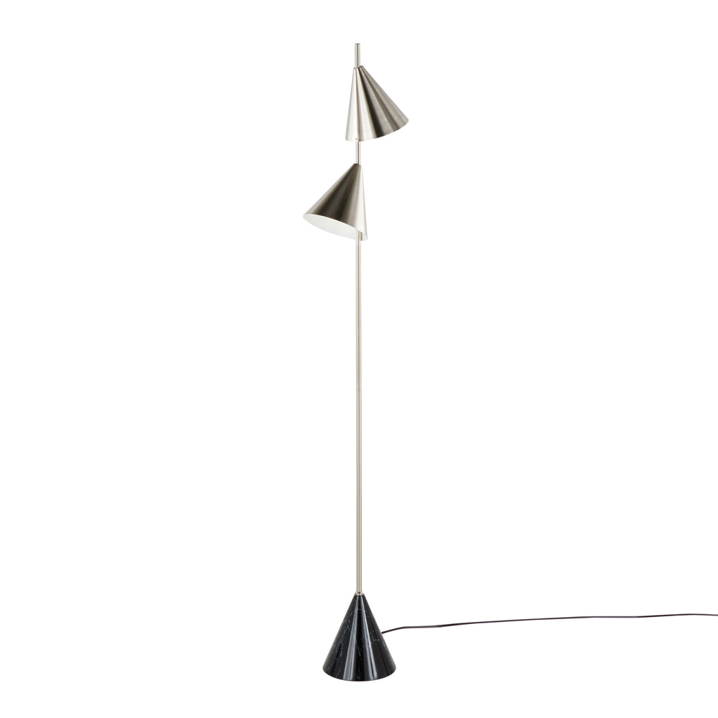 65" Contemporary Metal Floor Lamp in Plated Nickel