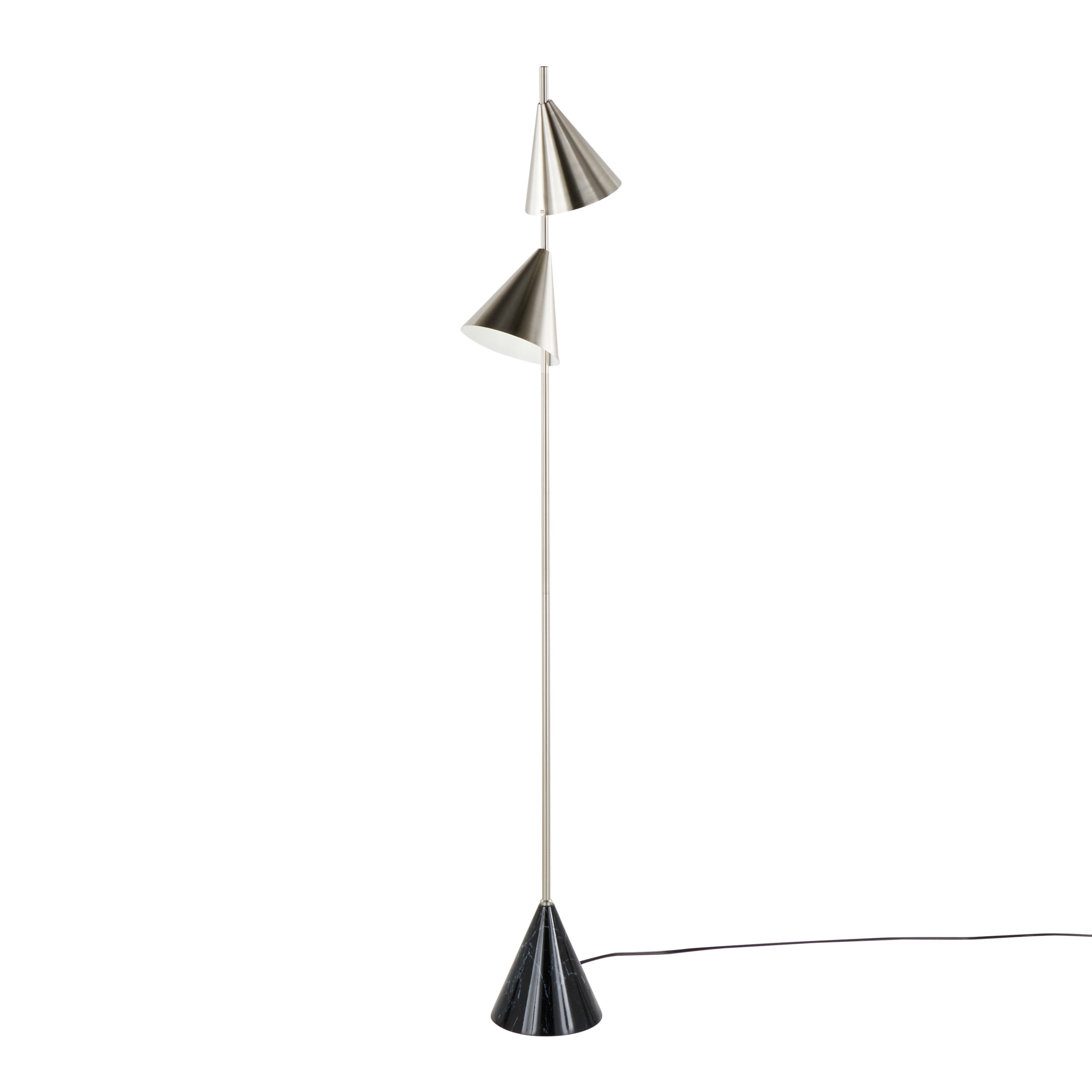 65" Contemporary Metal Floor Lamp in Plated Nickel